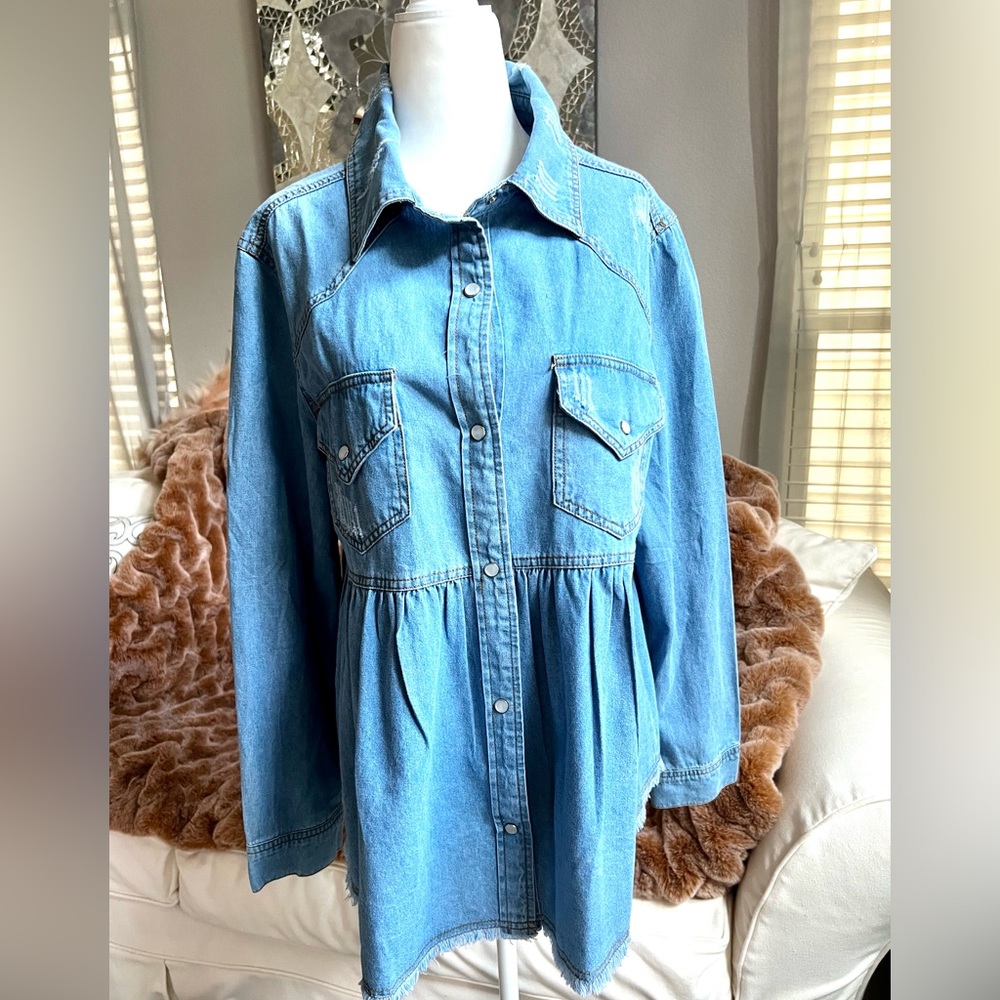 Denim Chambray Babydoll top